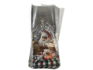 Mikulászacskó műanyag 15x35 cm Ajándékdobozos átlátszó