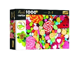 Trefl: Színes cukorkák puzzle - 1000 darabos + ajándék szortírozó tálca