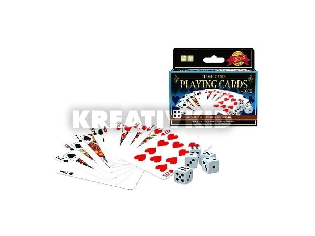 2 pakli francia kártya és 5 db dobókocka