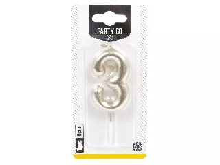 3-s szám gyertya ARANY 6 cm