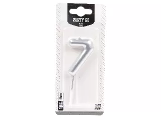 7-s szám gyertya EZÜST 6 cm