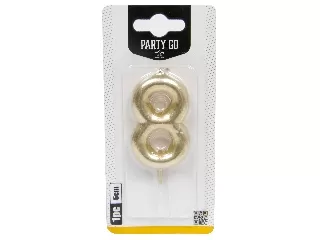 8-s szám gyertya ARANY 6 cm