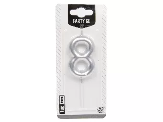 8-s szám gyertya EZÜST 6 cm