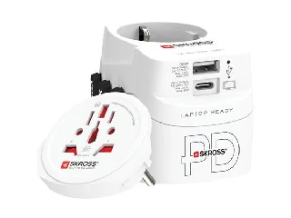 Adapter, világutazóknak, 1xUSB-A, 1xUSB-C PD, 45W, USB-C kábel, SKROSS
