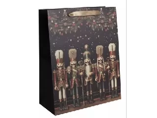 Ajándéktasak A diótörő mintával, 18 x 23 cm - Fekete