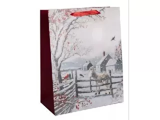 Ajándéktasak havas farm mintával - 26 x 32 cm