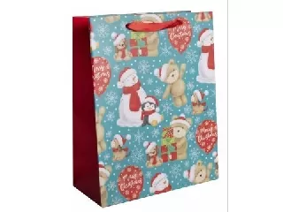 Ajándéktasak karácsonyi állatok mintával - 26 x 32 cm