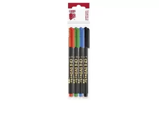 Alkoholos marker készlet, CD/DVD, 0,5 mm, ICO, 4 különböző szín