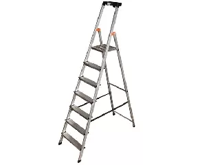 Állólétra, 7 lépcsőfokos, alumínium, KRAUSE 