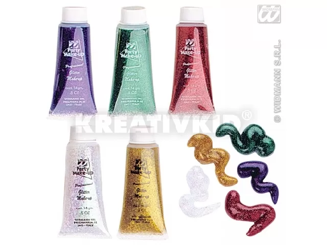 Arcfesték glitteres (tubusos, 5 féle)