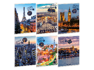 Ars Una Cities of the World A/4 extra kapcsos füzet-négyzethálós