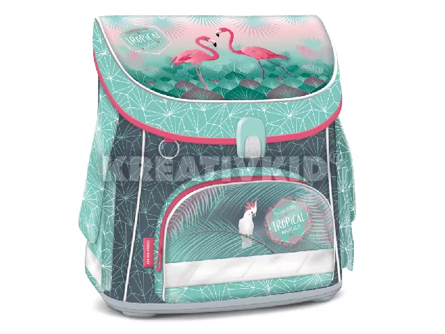 Pink Flamingo mágneszáras iskolatáska szett