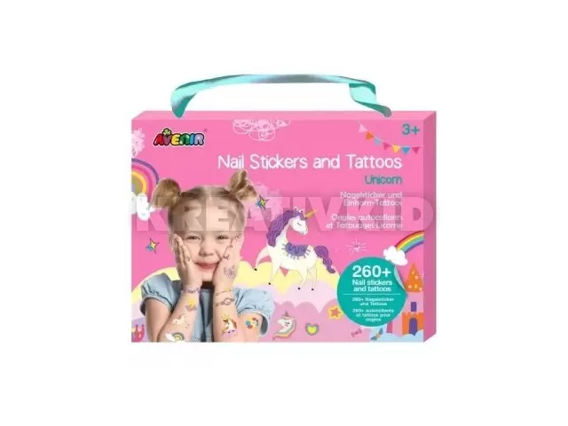 Avenir: Tetováló- és körömmatrica készlet - Unikornisok