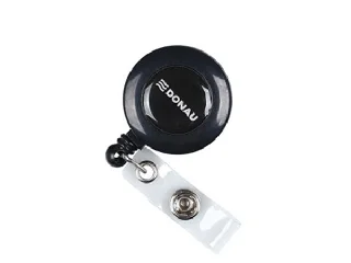 Azonosítókártya-tartó, kihúzható, patentos, DONAU, fekete