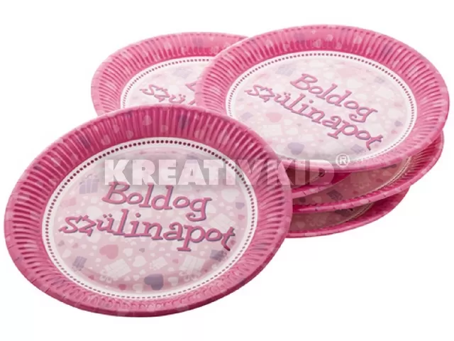 Születésnapi papírtányér Pink 23cm 6 db /cs