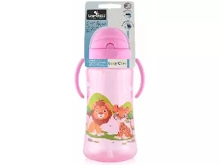 Baby Care Szafari szívószálas sportitató 330 ml - pink