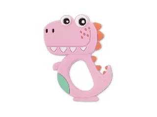 Baby Care szilikon rágóka - Dino Lucky Pink