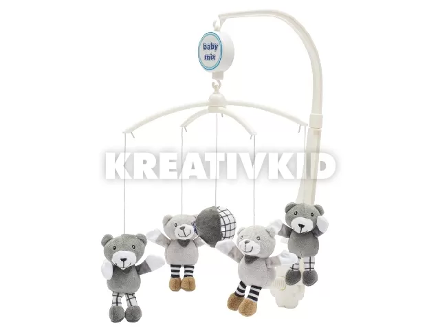 Baby Mix zenélõ-forgó kis maci szürke