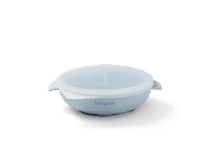 BabyOno babatányér - tapadó aljú, fedeles, 3 rekeszes kék 1661/01