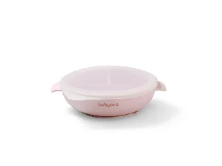 BabyOno babatányér - tapadó aljú, fedeles, 3 rekeszes rózsaszín 1661/02