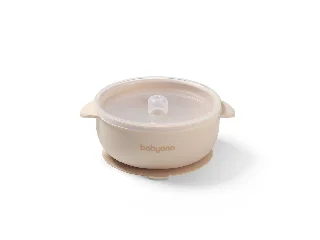 BabyOno babatányér - tapadó aljú, fedeles, mély bézs 1662/03