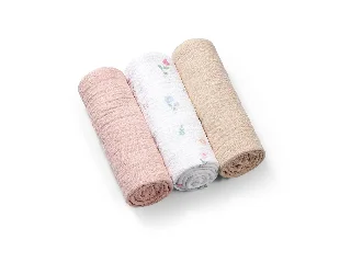 BabyOno textilpelenka színes 3db gyûrt muszlin puderrózsaszín 828/01