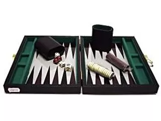 Backgammon, 23x17 cm fekete műbőr - 604066