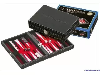 Backgammon fekete műbőr - 23 cm-es