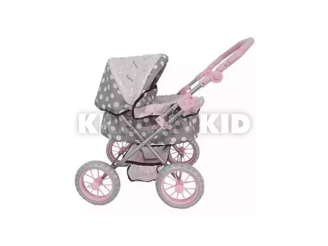 Bambolina: Játék babakocsi árnyékolóval, mózeskosárral - rózsaszín