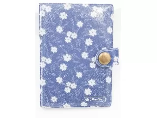 Bankkártyatartó kapcsos, 10 betétes Fehér virágos 