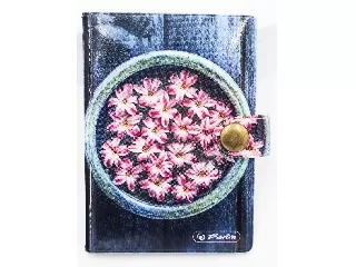 Bankkártyatartó kapcsos, 10 betétes Úszkáló virágok 