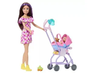 Barbie: Bébiszitter játékszett - babakocsi