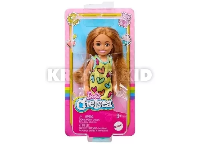 Barbie Chealse babák-Világosbarna lány szíves ruhában