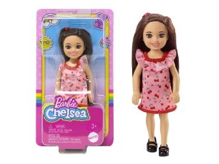 Barbie Chealse babák-Barna lány ,cseresznyés ruhában 