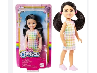 Barbie Chealse babák-Fekete lány kockás ruhában 