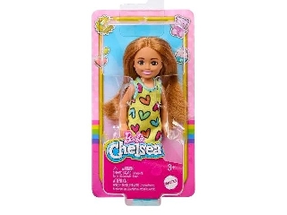 Barbie Chealse babák-Világosbarna  lány szíves ruhában 
