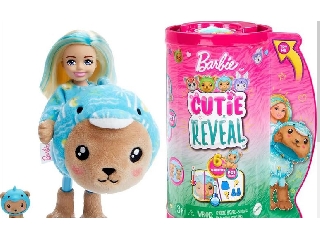 Barbie chelsea cutie reveal meglepetés baba - plüss a plüssben Delfin