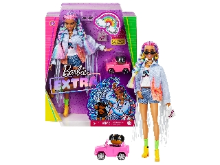 Barbie Fashionista: Extravagáns baba unikornis hajjal kisautóval