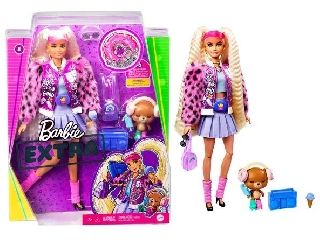 Barbie Fashionista: Extravagáns baba szőke hajjal kiskutyával  