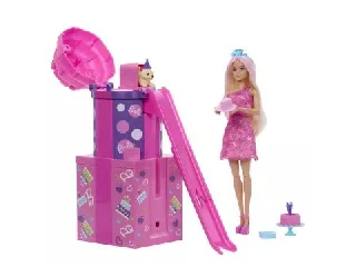 Barbie: Party Reveal Meglepetés Szett Csúszdával