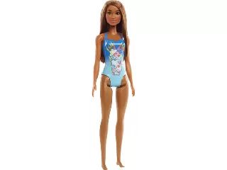Beach Barbie barna hajjal kék fürdőruhában 