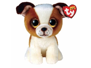 Beanie Boos: Hugo, a barna-fehér kutya plüss - 15 cm