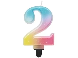 Beauty and Charm: Szivárvány színű pasztell számgyertya - 2