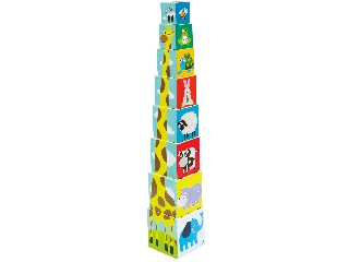 Bébi állatos toronyépítő kocka 8 darabos készlet