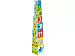 Bébi állatos toronyépítő kocka 8 darabos készlet