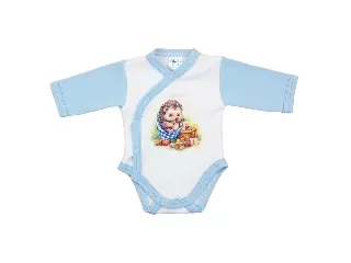 Bébi hosszú ujjú kombidressz elölpatentos Erdõ állatai világoskék 62