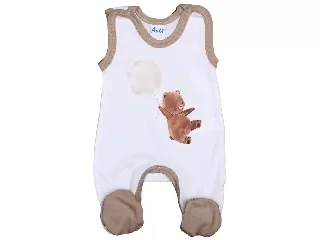 Bébi ujjatlan rugdalozó pamut Maci lufival nyers 50