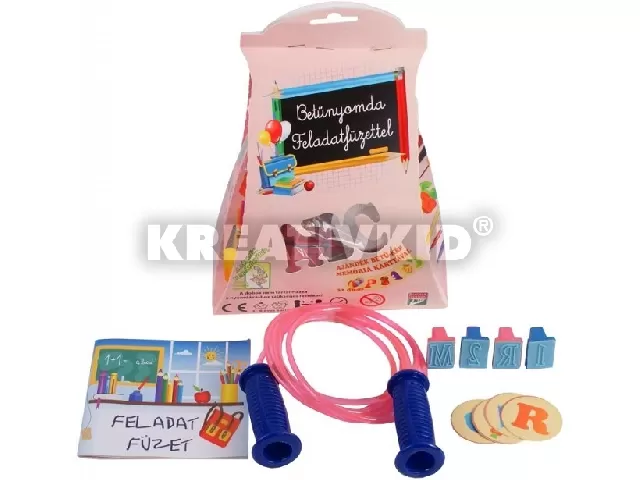 Betűnyomda feladatfüzettel és ugrálókötéllel