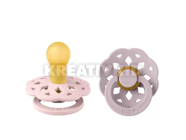 BIBS játszócumi - Boheme natúr kaucsuk 0-6 hó cseresznyevirág és hamvas lila 2 db