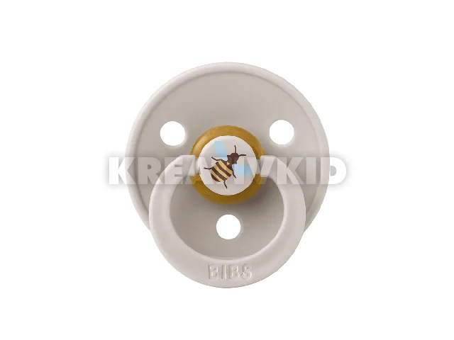 BIBS játszócumi - Studio Méhecske Colour natúr kaucsuk 0-6 hó gombaba 1db tasakban